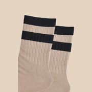 Glitter Socks - Gold/Black, Stripe Cuff