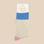 Load image into Gallery viewer, Glitter Socks - Cream/Denim Blue, Pink &amp; Green
