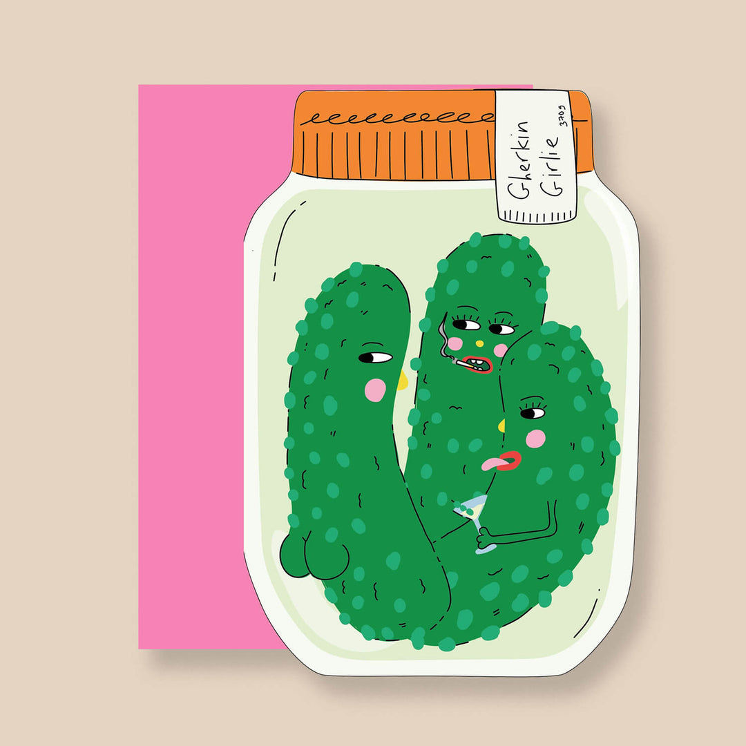 Gherkin Girlie- Die Cut Greeting Card by Eat The Moon