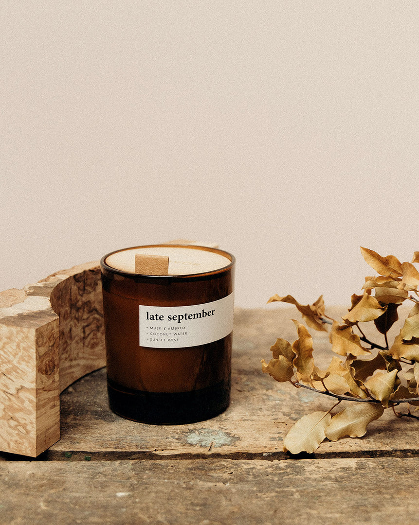 late september | coconut + rose soy candle