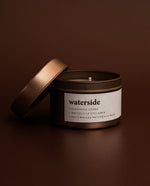 Load image into Gallery viewer, Waterside | small rose gold tin candle
