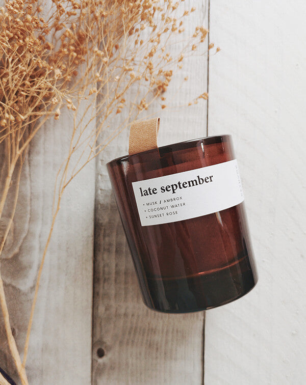 late september | coconut + rose soy candle