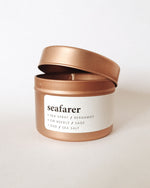 Load image into Gallery viewer, seafarer | small rose gold tin candle
